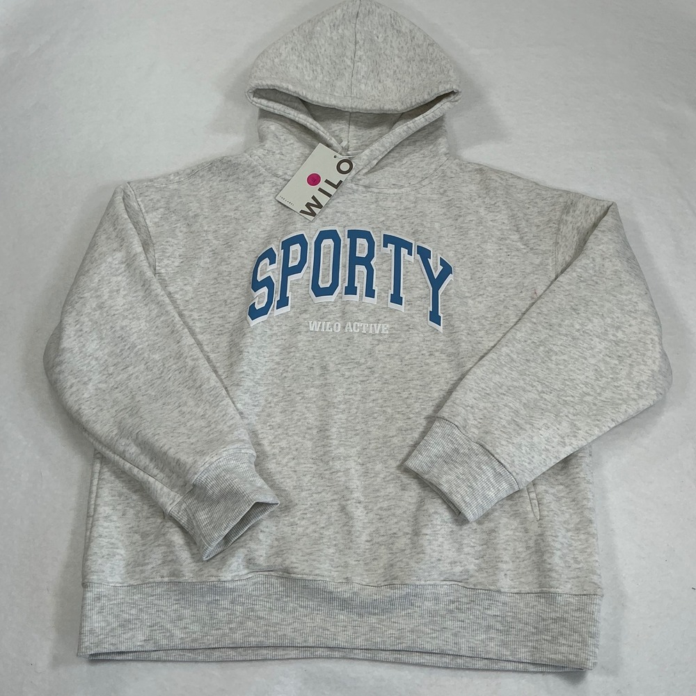 Wilo The Label Sporty Hoodie White Marle Blue Graphic XS W5WL256-WMBL-XS